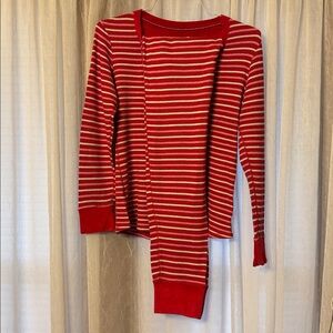 Victoria's Secret Red and White Stripped Pj Shirt and  Pants L